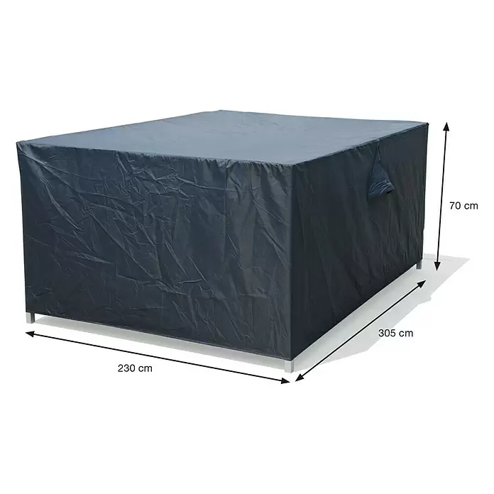 Garden Impressions Loungemöbel-Schutzhülle - L x B x H: 305 x 230 x 70 cm, 300D Ripstop-PES-Oxford, TPU-Beschichtung, Dunkelgrau - Dunkelgraue rechteckige Schutzhülle für Gartenmöbel, Maße 230x305x70 cm.