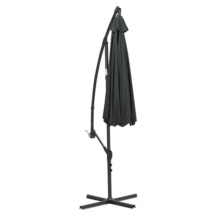 Garden Impressions Ampelschirm rund Athene - Dunkelgrau, Durchmesser Bespannung: 300 cm - Geschlossener dunkelgrauer Ampelschirm mit gekrümmtem Arm, Kurbel und Kreuzfuß.