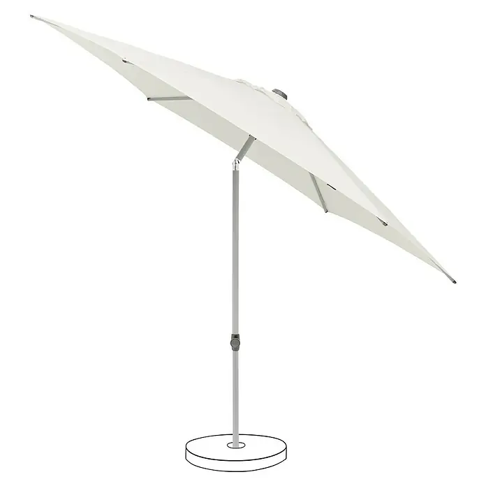 Suncomfort Marktschirm rund Pop Up - Sandweiß, Durchmesser Bespannung: 300 cm - Ein eleganter, weißer Sonnenschirm mit einem stabilen, grauen Ständer. Perfekt für sonnige Tage im Garten oder auf der Terrasse.