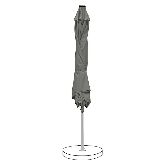 Suncomfort Marktschirm rund Pop Up - Steingrau, Durchmesser Bespannung: 300 cm - Geschlossener grauer Sonnenschirm mit weißem Sockel. Ein stilvolles und praktisches Accessoire für Ihren Garten oder Ihre Terrasse.