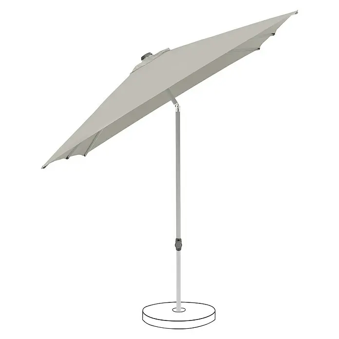 Suncomfort Marktschirm Pop Up - Hellgrau, Bespannungsmaß (L x B): 200 x 250 cm - Ein grauer Sonnenschirm mit Ständer, ideal für den Garten oder die Terrasse, bietet Schatten und Schutz vor der Sonne.