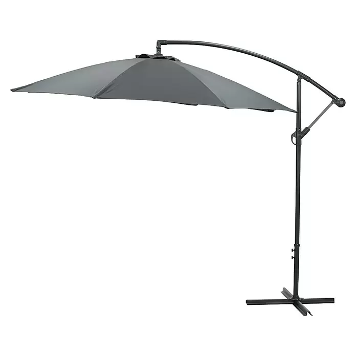 Garden Impressions Ampelschirm rund Athene - Dunkelgrau, Durchmesser Bespannung: 300 cm - Grauer Ampelschirm mit dunklem Metallgestell und Kreuzfuß, ideal für den Außenbereich.