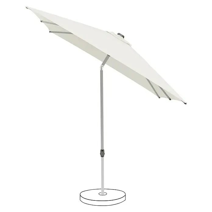 Suncomfort Marktschirm Pop Up - Sandweiß, Bespannungsmaß (L x B): 200 x 250 cm - Nahaufnahme eines weißen Sonnenschirms mit einem stabilen Ständer, ideal für sonnige Tage im Freien.