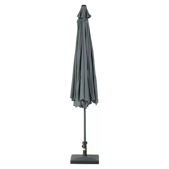 Garden Impressions Marktschirm rund Delta - Dunkelgrau, Durchmesser Bespannung: 300 cm - Geschlossener grauer Sonnenschirm mit stabilem dunklen Standfuß, bereit zur Lagerung oder Transport.