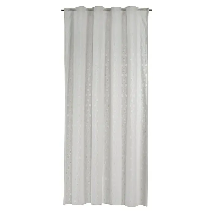 Elbersdrucke Schlaufenbandschal Home Time - 140 x 255 cm, 100 % Polyester, Weiß - Ein elegantes, weißes Duschvorhang-Design mit einem dezenten Muster, das jedem Badezimmer einen Hauch von Raffinesse verleiht.