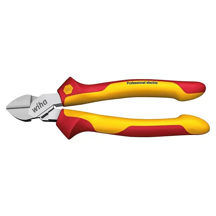 Wiha Professional electric Seitenschneider VDE - Länge: 250 mm, Härte Schneide: 17 HRC - Rote und gelbe Wiha Seitenschneider mit isolierten Griffen für Elektroarbeiten.
