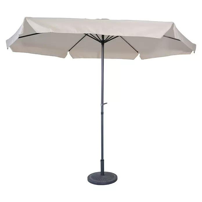 Garden Impressions Marktschirm rund Delta - Ecru, Durchmesser Bespannung: 300 cm - Creme Terrassenschirm mit dunkelgrauem Mast und Fuß, ausgestattet mit einer Kurbel zum einfachen Öffnen und Schließen.