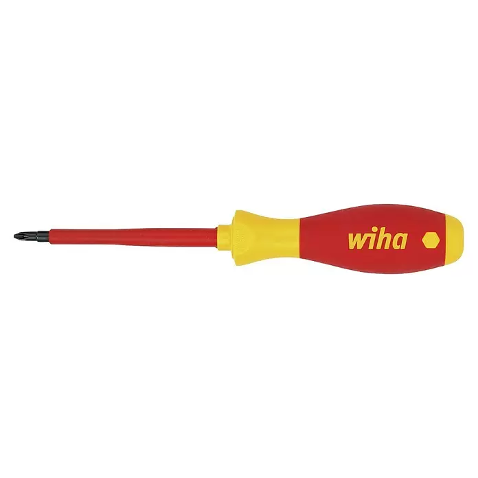 Wiha Schraubendreher SoftFinish® electric VDE - PH 1, Klingenlänge: 80 mm - Rot-gelber Wiha isolierter Schraubendreher mit Kreuzschlitzspitze, für Elektroarbeiten konzipiert.