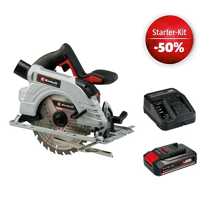 Einhell Power X-Change 18V Maschinenpaket (Akku-Handkreissäge TE-CS 18/190 Li BL-Solo + Starter-Kit (-50%)) | BAUHAUS