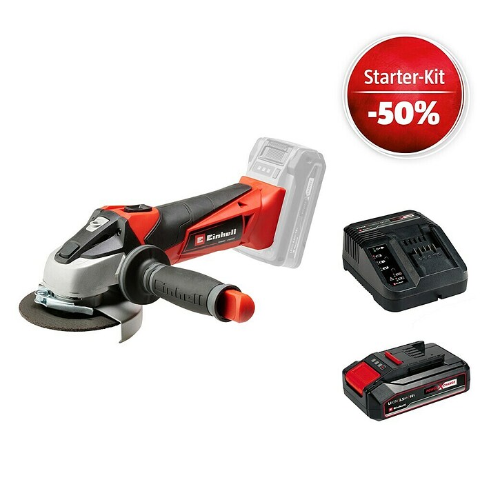 Einhell Power X-Change 18V Maschinenpaket (Akku-Winkelschleifer TE-AG 18/115 Li-Solo + Starter-Kit (-50%)) | BAUHAUS