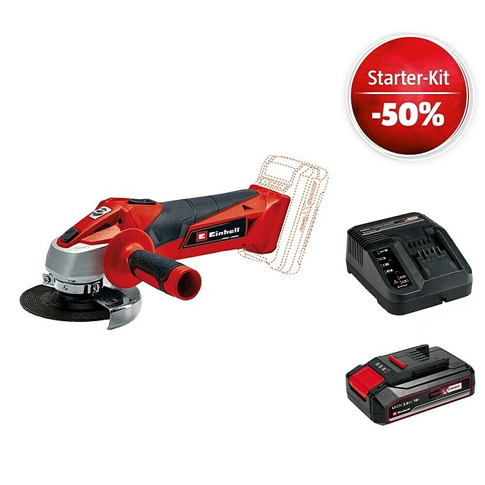 Einhell Power X-Change 18V Maschinenpaket (Akku-Winkelschleifer TC-AG 18/115 Li-Solo + Starter-Kit (-50%)) | BAUHAUS