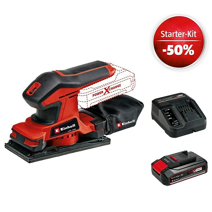 Einhell Power X-Change 18V Maschinenpaket (Akku-Schwingschleifer TC-OS 18/187 Li-Solo + Starter-Kit (-50%)) | BAUHAUS