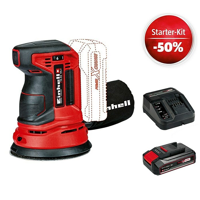 Einhell Power X-Change 18V Maschinenpaket (Akku-Exzenterschleifer TE-RS 18 Li-Solo + Starter-Kit (-50%)) | BAUHAUS