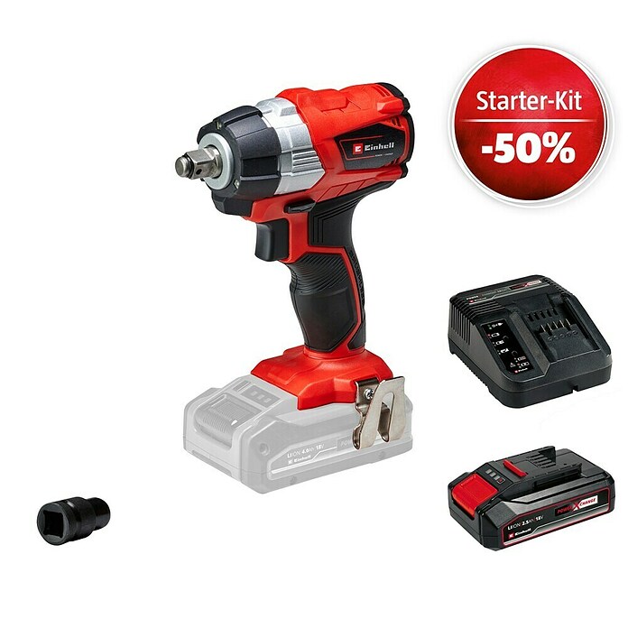 Einhell Power X-Change 18V Maschinenpaket (Akku-Impulsschrauber TE-CW 18 Li Brushless-Solo + Starter-Kit (-50%)) | BAUHAUS