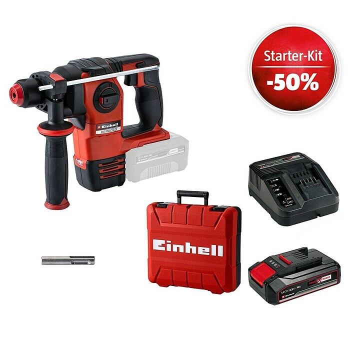 Einhell Power X-Change 18V Maschinenpaket (Akku-Kombihammer Herocco 18/20 + Starter-Kit (-50%)) | BAUHAUS