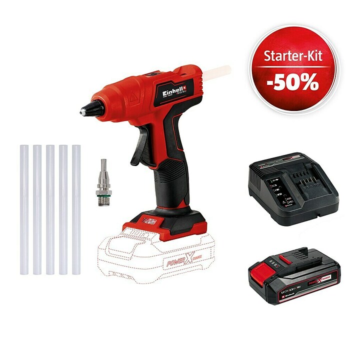 Einhell Power X-Change 18V Maschinenpaket (Akku-Heißklebepistole TE-CG 18 Li-Solo + Starter-Kit (-50%)) | BAUHAUS