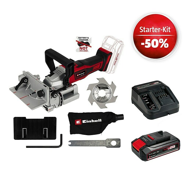 Einhell Power X-Change 18V Maschinenpaket (Akku-Flachdübelfräse TE-BJ 18 Li - Solo + Starter-Kit (-50%)) | BAUHAUS