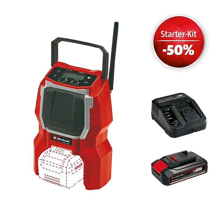 Einhell Power X-Change 18V Maschinenpaket (Akku-Baustellenradio TC-RA 18 Li-Solo + Starter-Kit (-50%)) | BAUHAUS