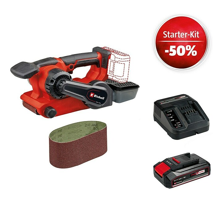 Einhell Power X-Change 18V Maschinenpaket (Akku-Bandschleifer TP-BS 18/457 Lo BL - Solo + Starter-Kit (-50%)) | BAUHAUS