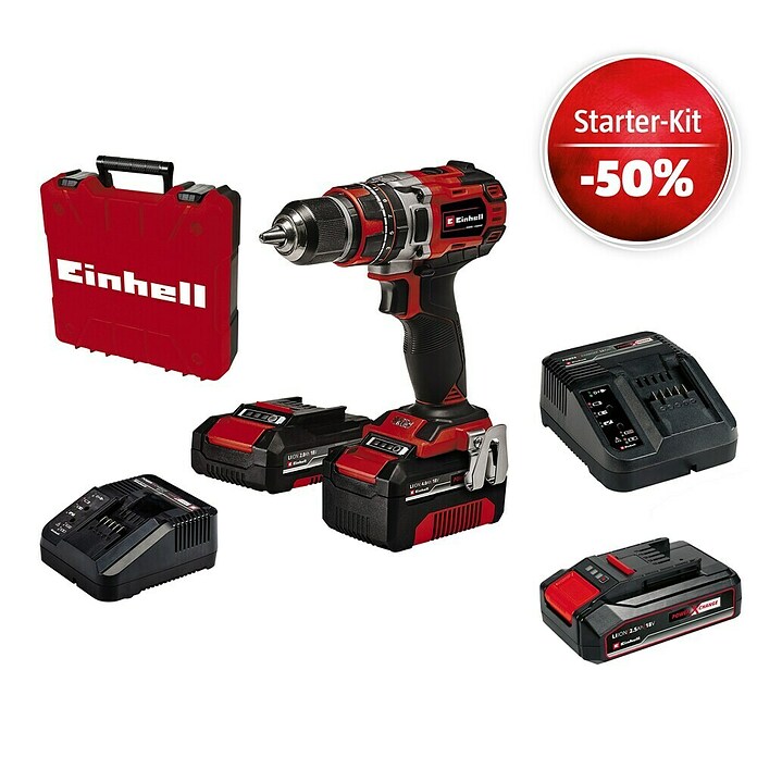 Einhell Power X-Change 18V Maschinenpaket (Akku-Schlagbohrschrauber TE-CD 18/50 Li-i BL + Starter-Kit (-50%)) | BAUHAUS