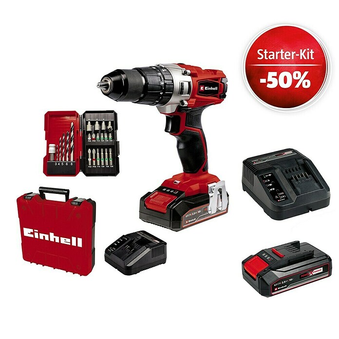 Einhell Power X-Change 18V Maschinenpaket (Akku-Schlagbohrschrauber TE-CD 18/2 Li-i+22 + Starter-Kit (-50%)) | BAUHAUS