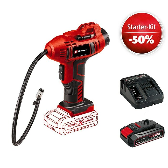 Einhell Power X-Change 18V Maschinenpaket (Akku-Kompressor CE-CC 18 Li-Solo + Starter-Kit (-50%)) | BAUHAUS