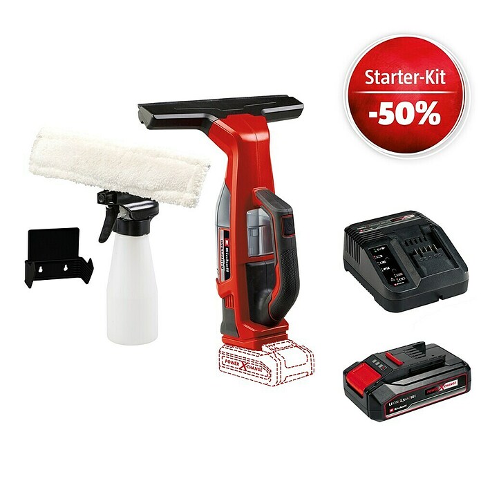 Einhell Power X-Change 18V Maschinenpaket (Akku-Fenstersauger BRILLIANTO + Starter-Kit (-50%)) | BAUHAUS