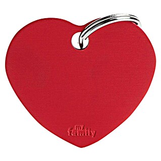 Placa identificativa Corazón (Grande, Rojo, Aluminio)