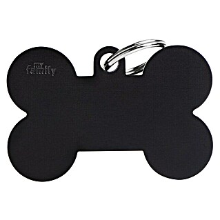 Placa identificativa Hueso XL (Grande, Negro, Aluminio)