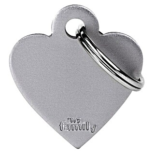 Placa identificativa Corazón (Pequeño, Gris, Aluminio)