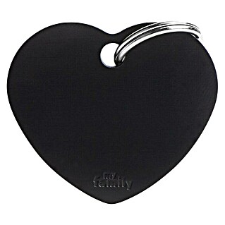 Placa identificativa Corazón (Grande, Negro, Aluminio)