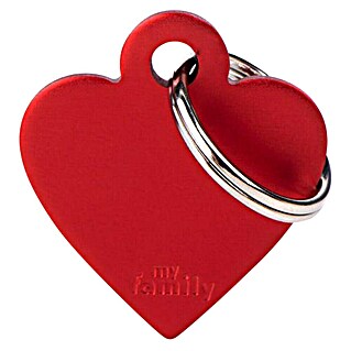 Placa identificativa Corazón (Pequeño, Rojo, Aluminio)
