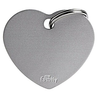 Placa identificativa Corazón (Grande, Gris, Aluminio)