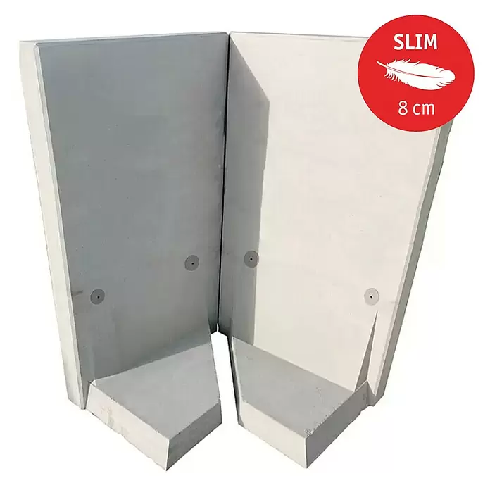 Diephaus L-Stein Slim InneneckeBewehrt, Höhe: 205 cm, Breite: 100 cm, Stärke: 8 cm, Grau
