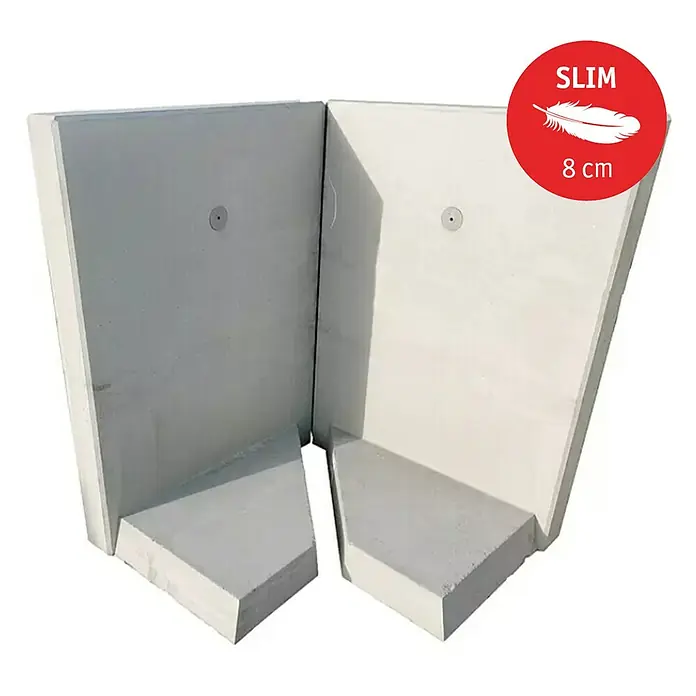 Diephaus L-Stein Slim InneneckeBewehrt, Höhe: 130 cm, Breite: 100 cm, Stärke: 8 cm, Grau