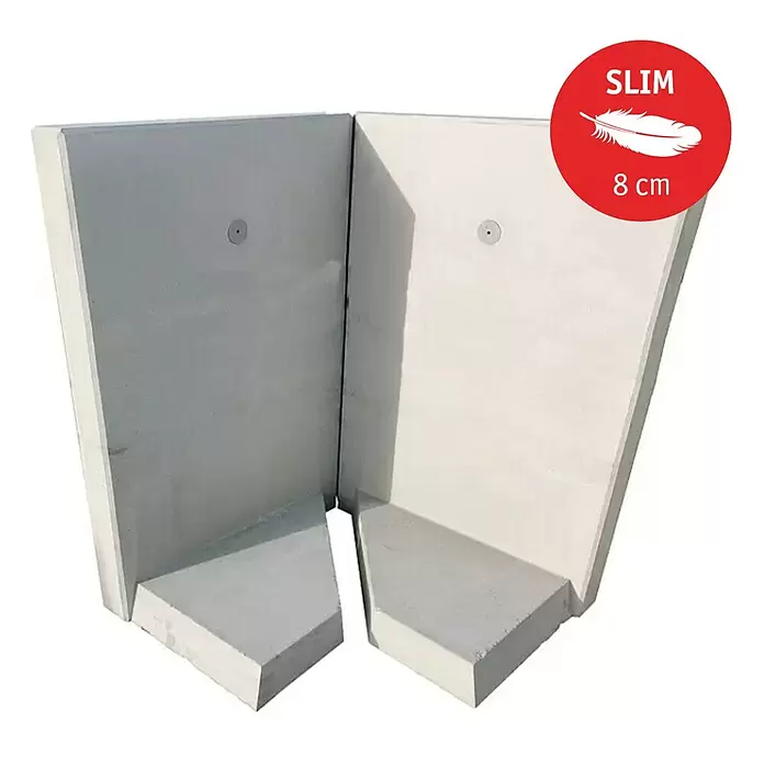 Diephaus L-Stein Slim InneneckeBewehrt, Höhe: 105 cm, Breite: 100 cm, Stärke: 8 cm, Grau