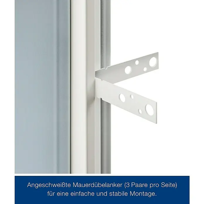 Hörmann ZK-Element - 87,5 x 187,5 cm, DIN Anschlag: Links, Verzinkt - Detailansicht der angeschweißten Mauerdübelanker, die eine einfache und stabile Montage des Produkts ermöglichen.
