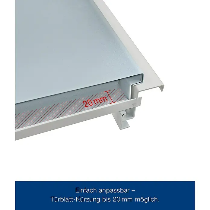 Hörmann ZK-Element - 87,5 x 187,5 cm, DIN Anschlag: Links, Verzinkt - Detailaufnahme einer Türdichtung, die eine Kürzung von bis zu 20 mm ermöglicht. Sie ist einfach anpassbar und bietet eine flexible Lösung.