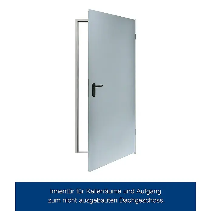 Hörmann ZK-Element - 87,5 x 187,5 cm, DIN Anschlag: Rechts, Verzinkt - Innentür für Kellerräume und Aufgang zum nicht ausgebauten Dachgeschoss. Robuste Tür mit schwarzem Griff für den Innenbereich.