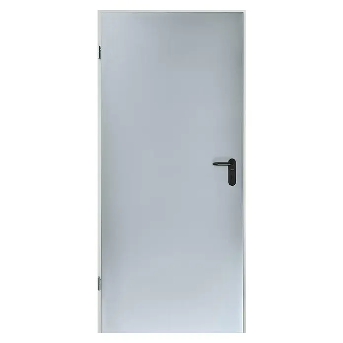 Hörmann ZK-Element - 87,5 x 200 cm, DIN Anschlag: Links, Verzinkt - Eine moderne, graue Innentür mit einem schlichten, schwarzen Türgriff und minimalistischen Design für ein stilvolles Zuhause.