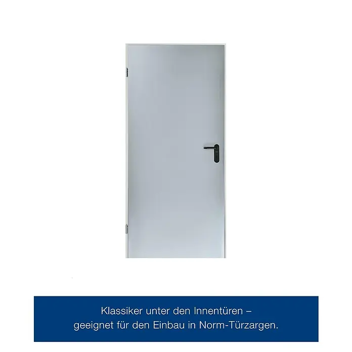 Hörmann ZK-Element - 87,5 x 187,5 cm, DIN Anschlag: Links, Verzinkt - Klassische Innentür in Weiß mit schwarzem Türgriff. Geeignet für den Einbau in Norm-Türrahmen.