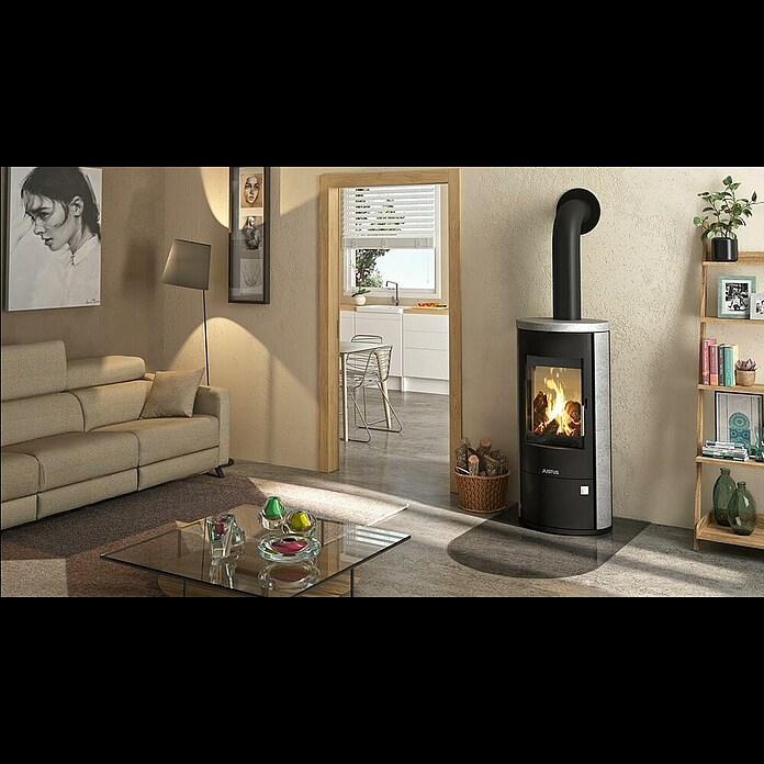 Justus Kaminofen Austin 7 (7 kW, Raumheizvermögen: 144 m³, Material Verkleidung: Speckstein, Schwarz/Speckstein) | BAUHAUS