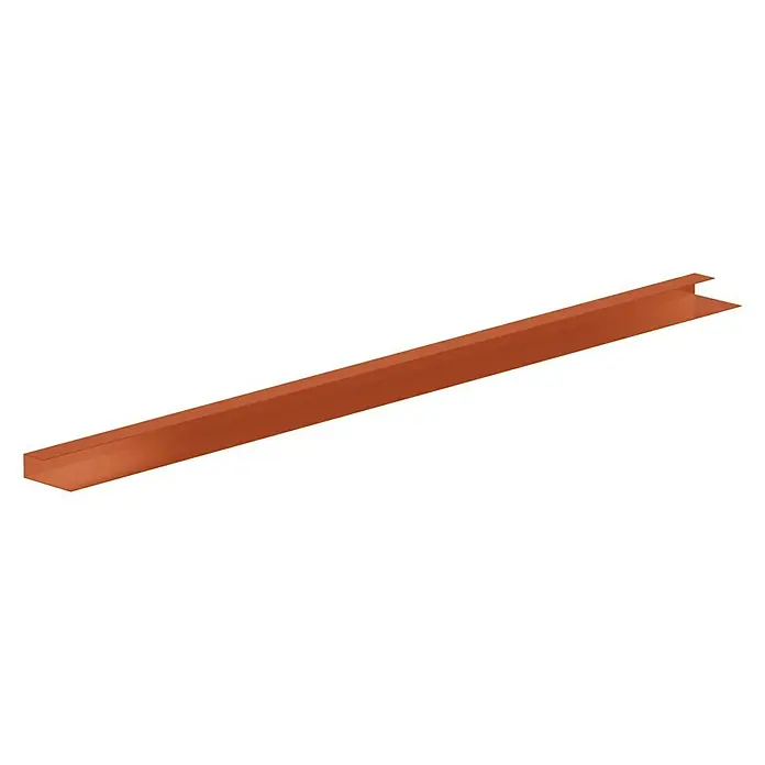 Sarei Piccolo Anschlussprofil - Zuschnittbreite: 125 mm, Länge: 2.000 mm, Aluminium, Ziegelrot - Rostbraunes U-Profil mit glatter Oberfläche. Ideal für Konstruktionen und industrielle Anwendungen.
