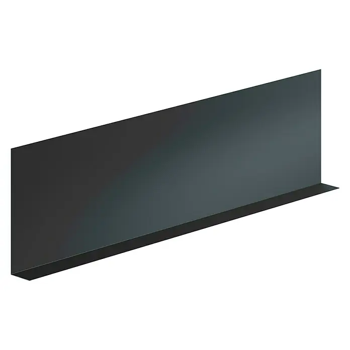 Sarei Winkelprofil HG 26 - L x B x H: 1.000 x 137 x 30 mm, Aluminium, Anthrazit - Abbildung eines dunkelgrauen Sockelprofils, das für einen sauberen Abschluss sorgt und die Wand vor Beschädigungen schützt.