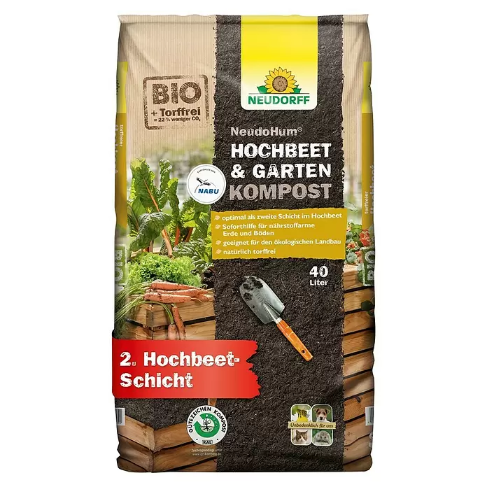 Neudorff NeudoHum Hochbeet-Kompost - 40 l, Torffrei - Neudorff Hochbeet & Garten Kompost, torffrei, bio, 40 Liter, im braunen Sack.