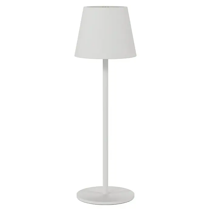 Starlux Paola Akku-Tischleuchte - 3 W, L x B x H: 11 x 11 x 36 cm, Weiß, Warmweiß - Elegante weiße Tischleuchte mit konischem Lampenschirm und schlankem Ständer, ideal für modernes Interieur. Stilvolle Beleuchtung für jeden Raum.