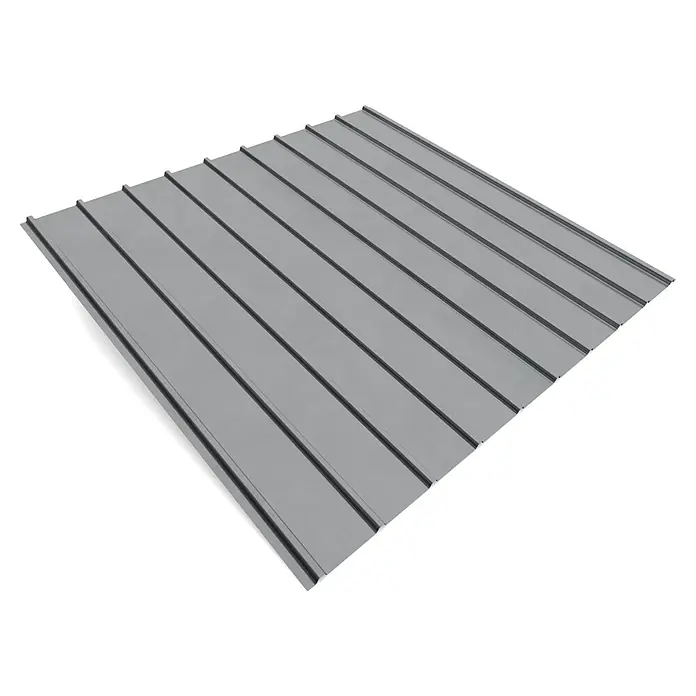 Metdach Abdeckplatte H12 - 120 cm x 90,6 cm x 0,35 mm, Silber - Ansicht einer grauen Stahltrapezplatte für Dächer oder Wände, die sich durch hohe Stabilität und einfache Montage auszeichnet.