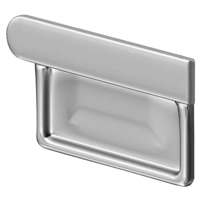Sarei Rinnenendstück - Nennweite: 85 mm, Zink, Silber, Links & Rechts - Eine schlichte, moderne Schubladenblende aus glänzendem Metall. Elegant und funktional für zeitgemäße Möbeldesigns.