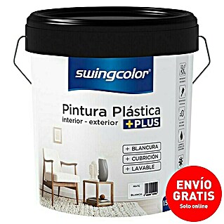 swingcolor Pintura para paredes y techos Plus Mate (Blanco, 15 l, Mate)