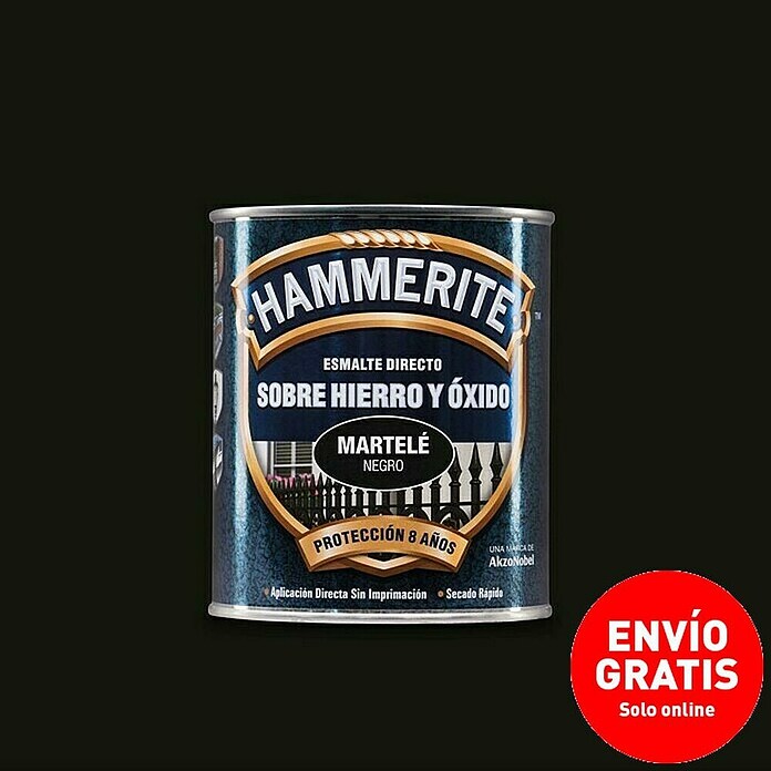 Hammerite Esmalte para metal Hierro y óxido (Negro, 750 ml, Martelé)